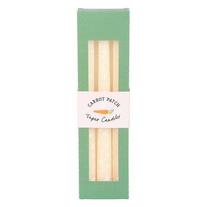 Set of 3 Easter Carrot Patch White Daisy Taper Candles