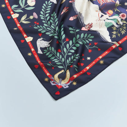 Navy Freya Narrative Square Scarf
