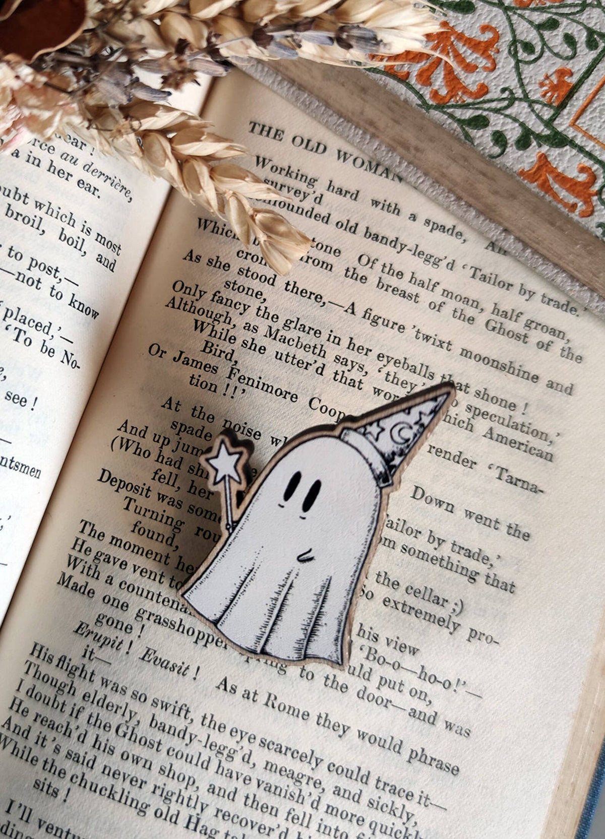 Wizard Ghost Wooden Pin Badge