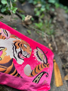 Velvet Embroidered Zip Pouch - Thrill of the Tiger 🐅