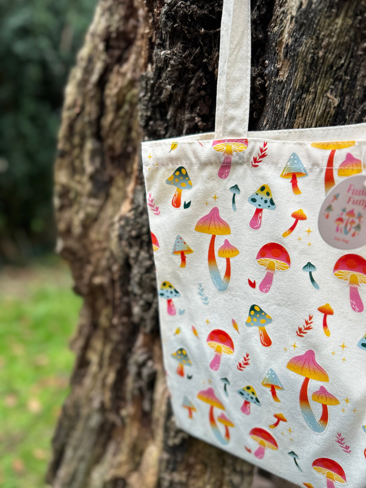 FUNKY FUNGI MUSHROOM PRINT POLYCOTTON TOTE BAG 🍄