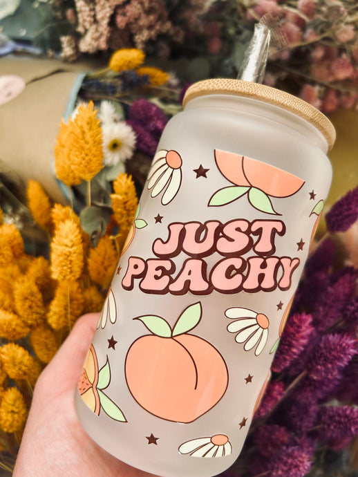 16oz Frosted Glass Can With Bamboo Lid & Reusable Straw