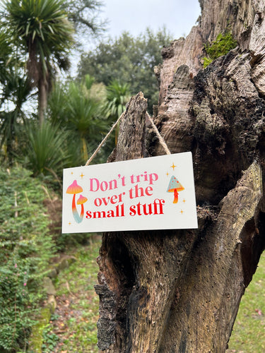 DON'T TRIP OVER THE SMALL STUFF HANGING SIGN 🍄