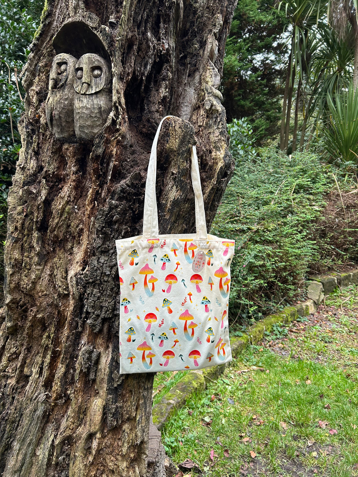 FUNKY FUNGI MUSHROOM PRINT POLYCOTTON TOTE BAG 🍄