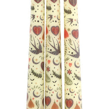 Set of 3 Cream Folk Floral Print Taper Candles