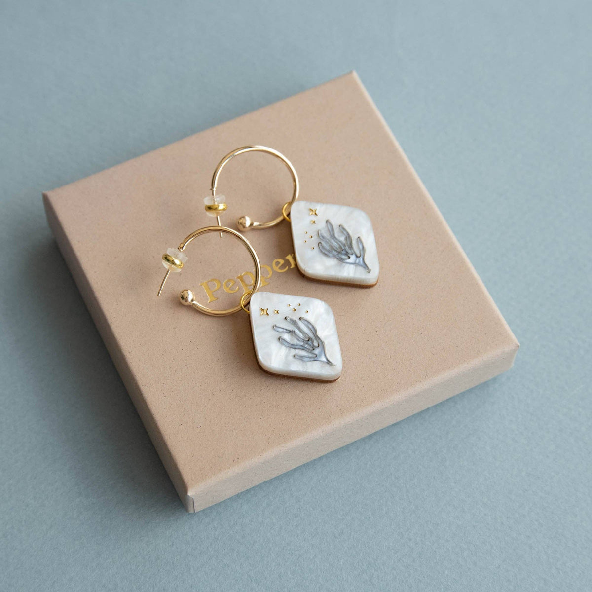 Celestial Coral Hoop Earrings by Pepper You