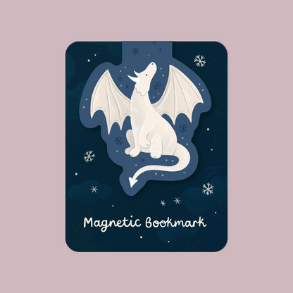 Fantasy Snow Dragon Magnetic Bookmark