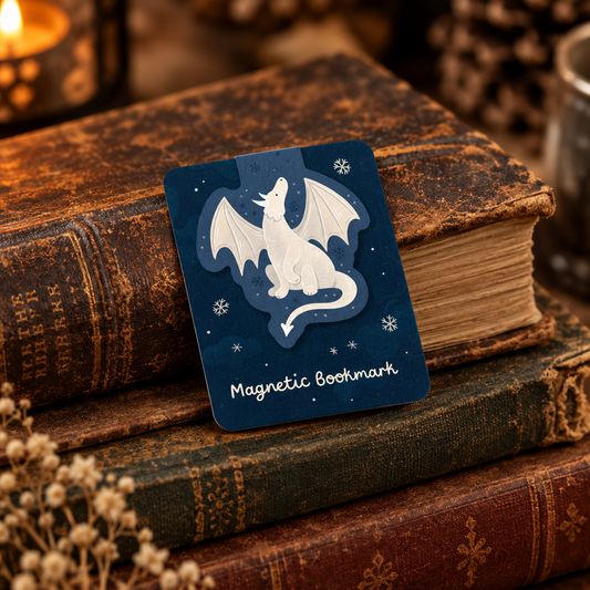 Fantasy Snow Dragon Magnetic Bookmark