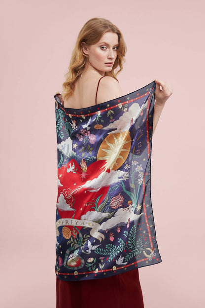 Navy Freya Narrative Square Scarf