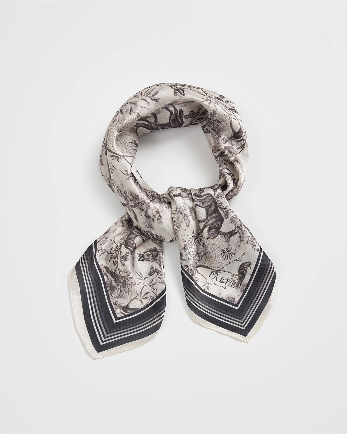 FABLE Wolf Garden Toile Black Square Scarf