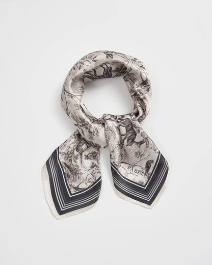 FABLE Wolf Garden Toile Black Square Scarf