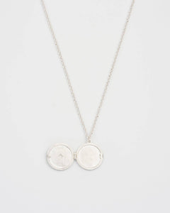 Nightshade Moon Round Silver Locket Chain Necklace