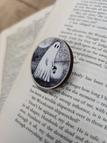 Wandering Ghost Wooden Pin Badge