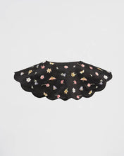 FABLE Floral Ditsy Black Satin Embroidered Collar