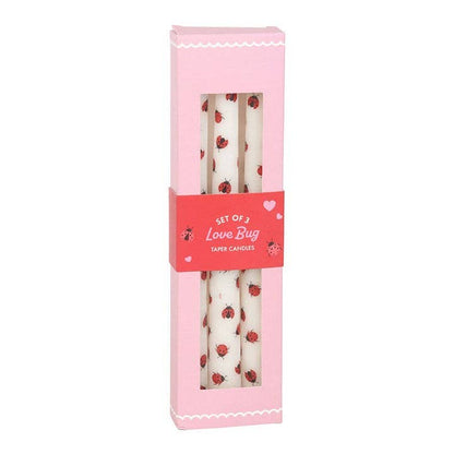 Set of 3 Love Bug Ladybug Valentine Taper Candles