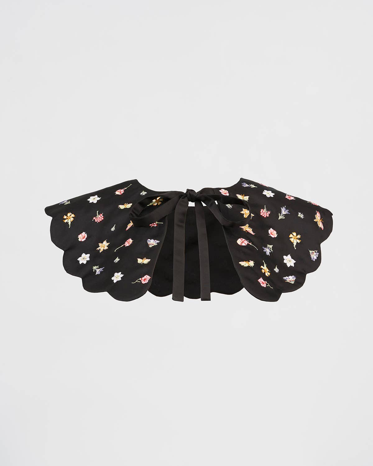 FABLE Floral Ditsy Black Satin Embroidered Collar