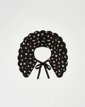 FABLE Floral Ditsy Black Satin Embroidered Collar