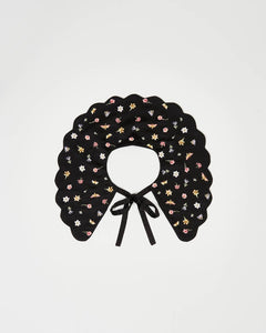 FABLE Floral Ditsy Black Satin Embroidered Collar