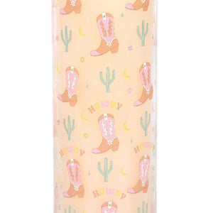 Howdy Cowboy Boot Print Floral Tube Candle