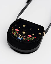 Black Dove & Floral Star Velvet Embroideried Saddle Bag