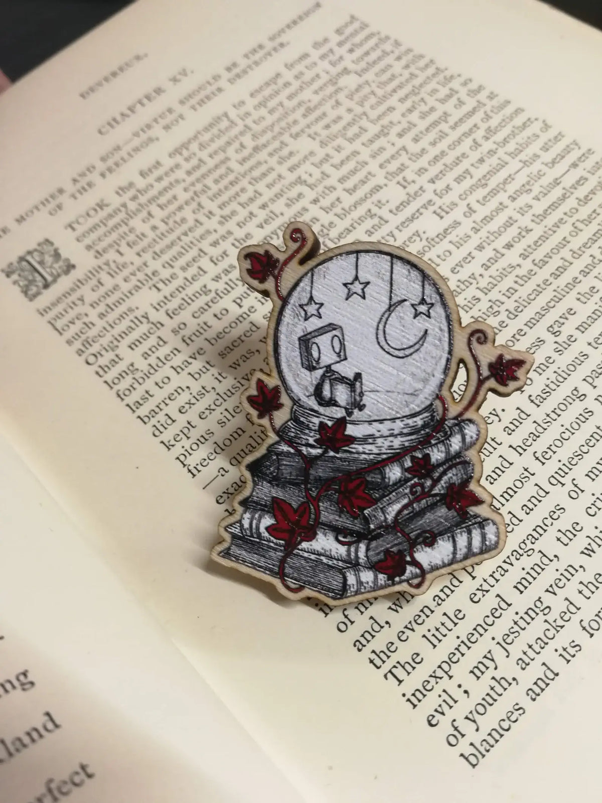 Solitude Robot Wooden Pin Badge