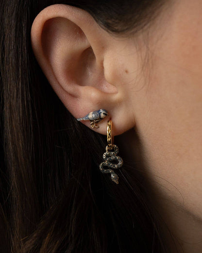 FABLE Enamel Blue Tit Stud Earrings: Matchbox
