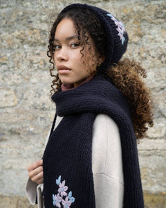 FABLE Forget-Me-Not Knitted Navy Bonnet