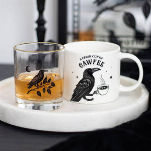 Perched Raven Gothic Drinking Glass