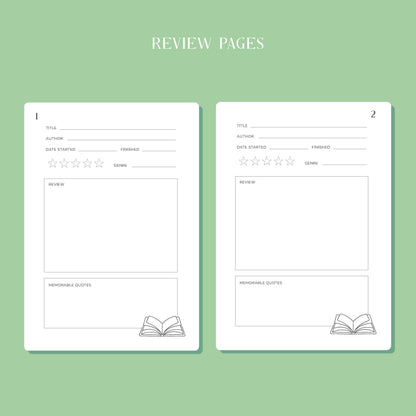 Whimsical Reading Journal – Literary 50 Book Review Notebook