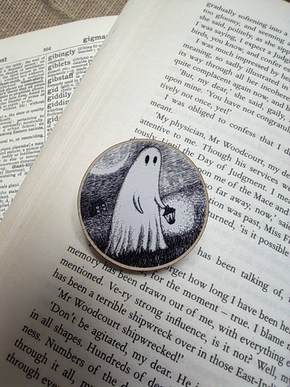 Wandering Ghost Wooden Pin Badge