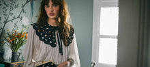 FABLE Floral Ditsy Black Satin Embroidered Collar