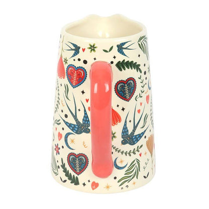 Cream Folk Print Ceramic Flower Jug 🌷