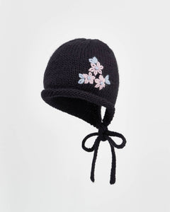 FABLE Forget-Me-Not Knitted Navy Bonnet