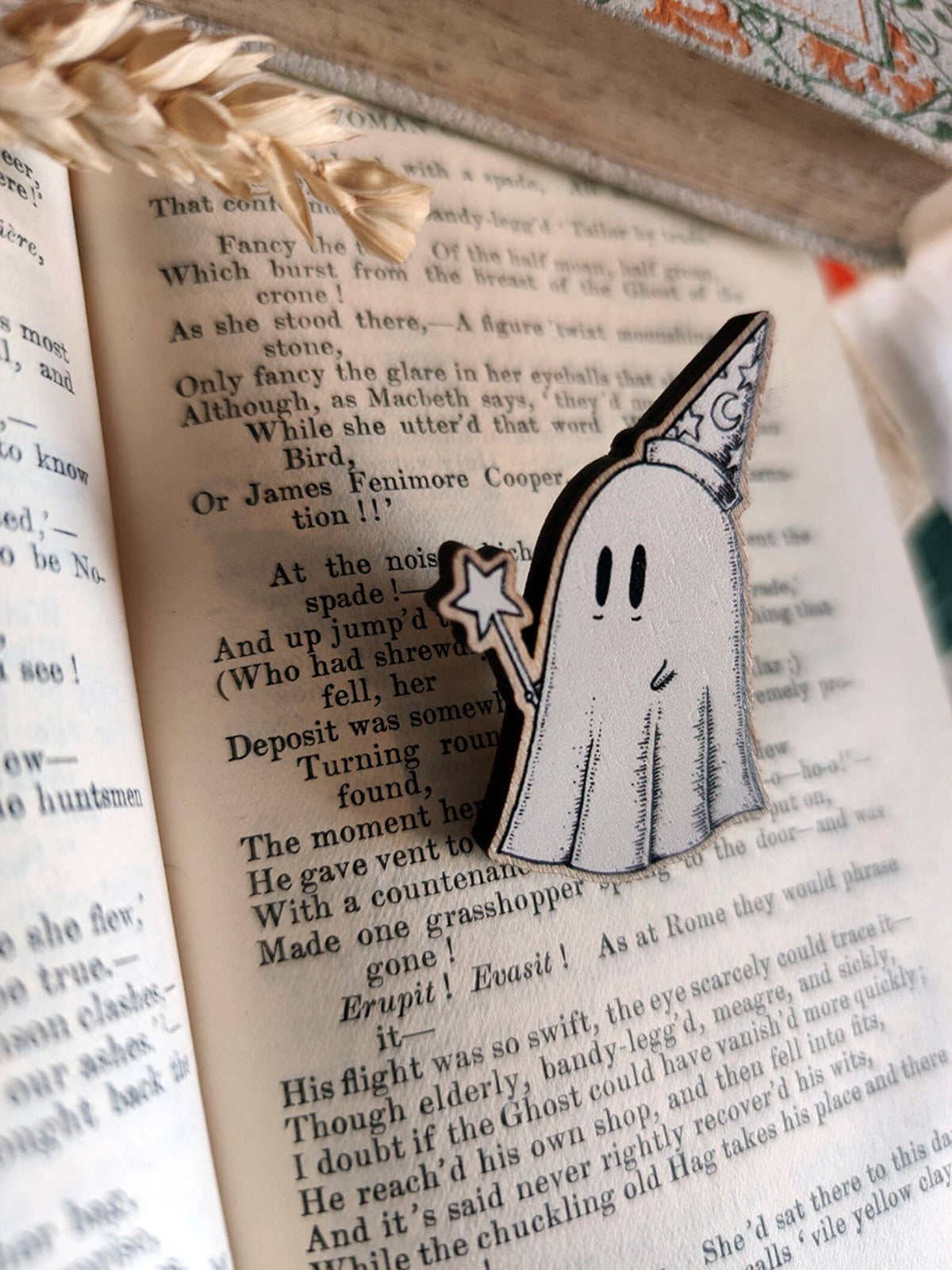 Wizard Ghost Wooden Pin Badge