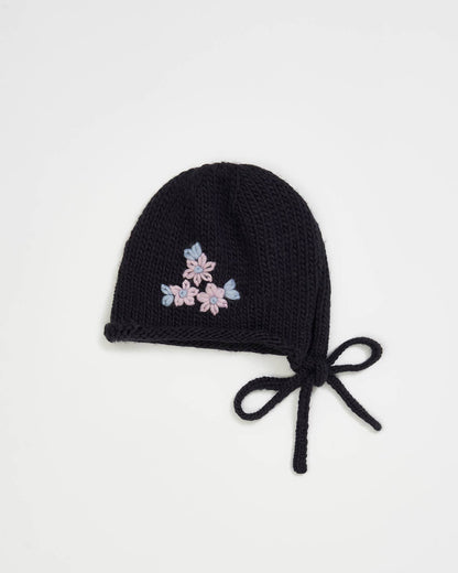 FABLE Forget-Me-Not Knitted Navy Bonnet
