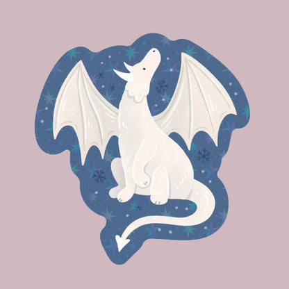 Snow Dragon Holographic Vinyl Sticker