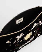 Black Celestial Velvet Embroidered Pouch