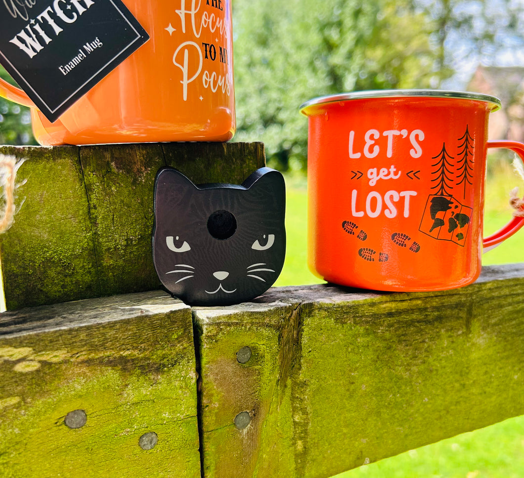 BLACK CAT SPELL CANDLE HOLDER