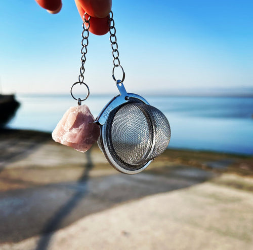 Raw Rose Quartz Crystal Tea Infuser