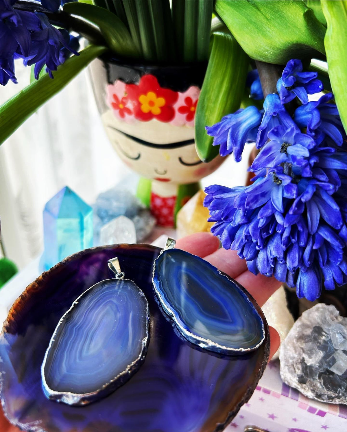 Agate Silver Edge Pendant