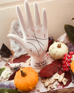 Ceramic palmistry hand ornament