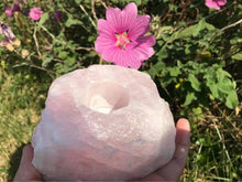 Large Rose Quartz Candle Holder