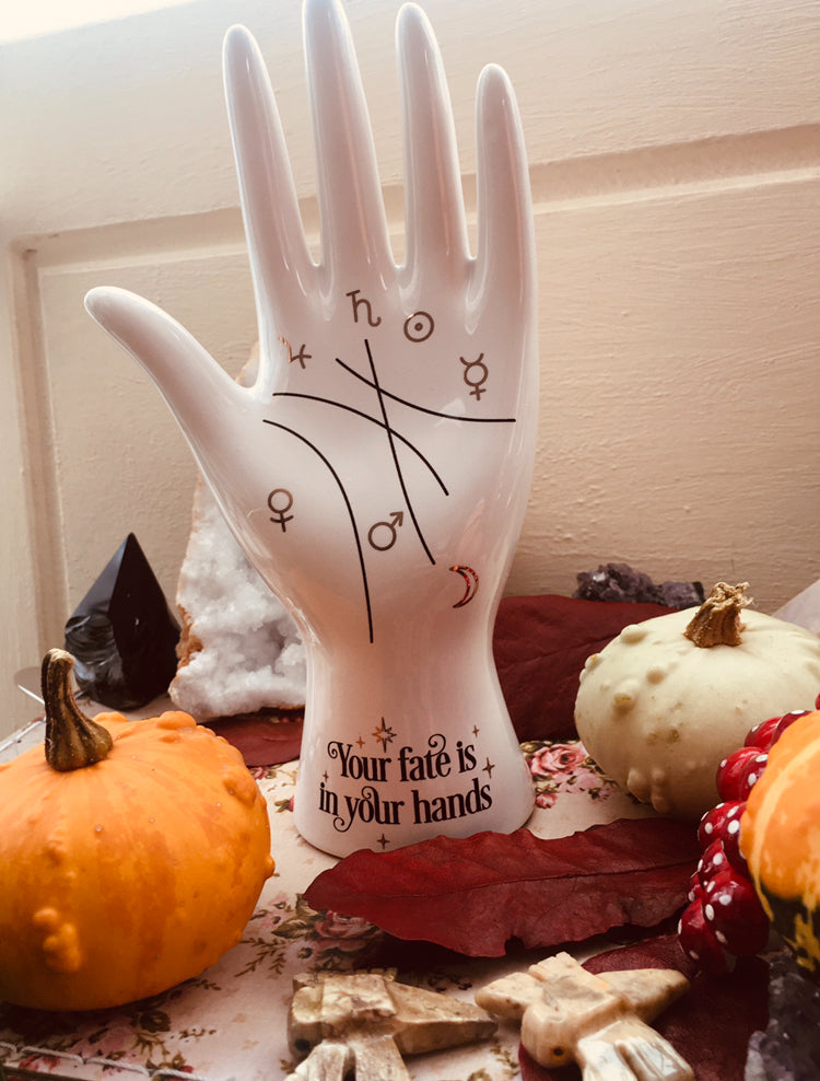 Ceramic palmistry hand ornament