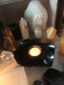 Large Obsidian Candle Holder 🖤
