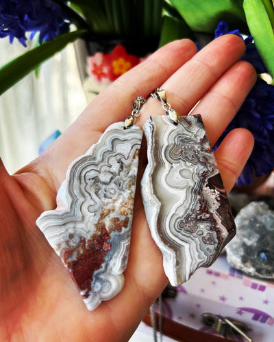 Crazy Lace Agate Silver Plated Necklace
